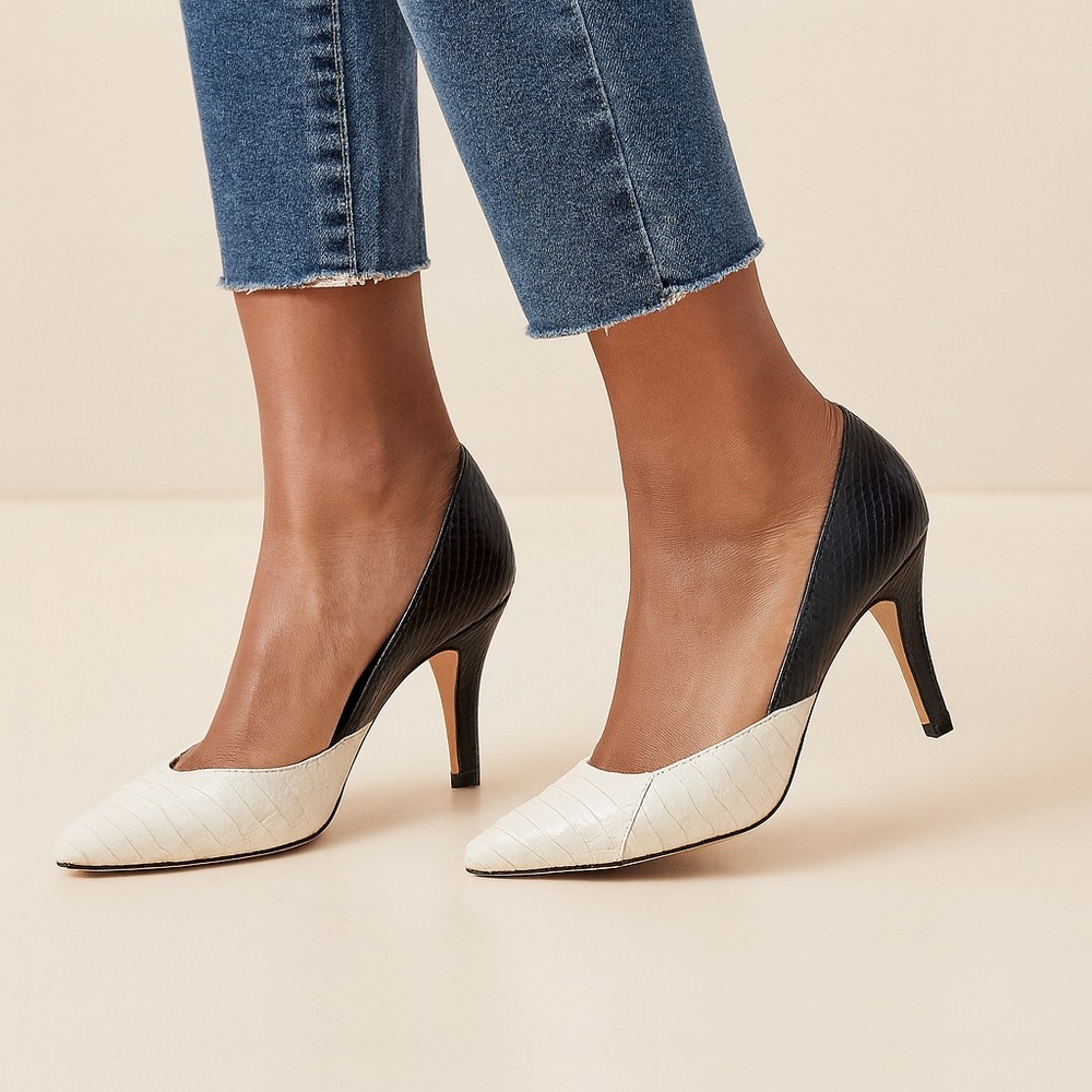Loeffler Randall Two-Tone Embossed Leather Pumps (Size 8)